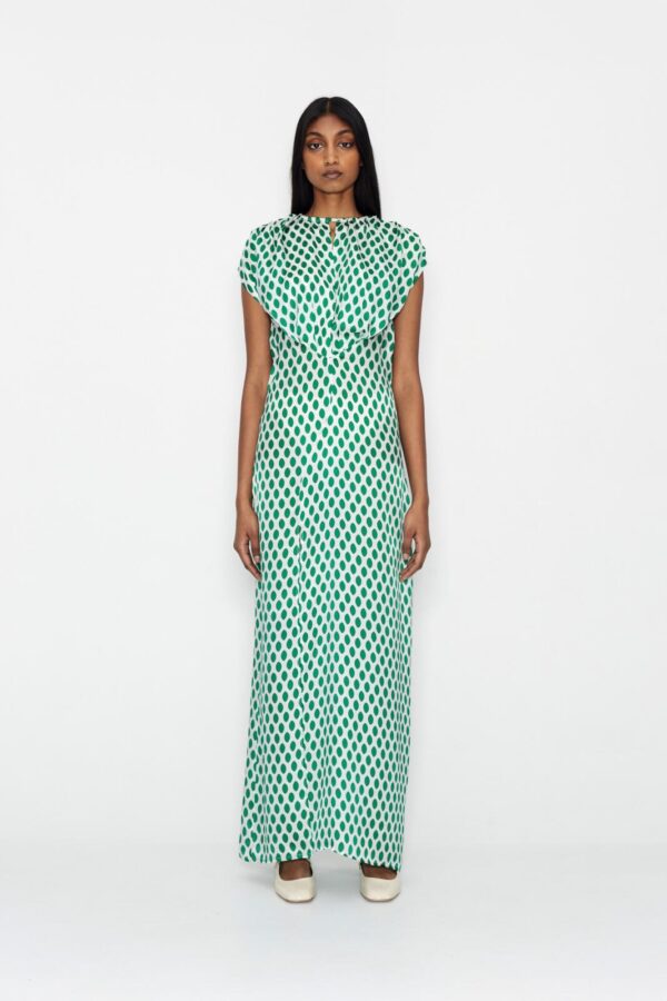 Dot amour long dress green & white - Image 3