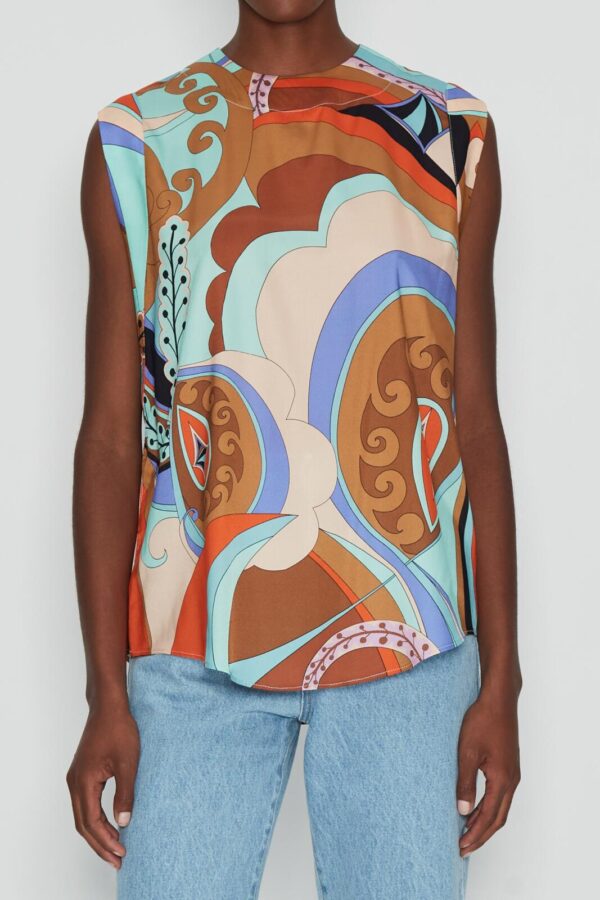 Vintage Mosaic Sleeveless Shirt Multi-color