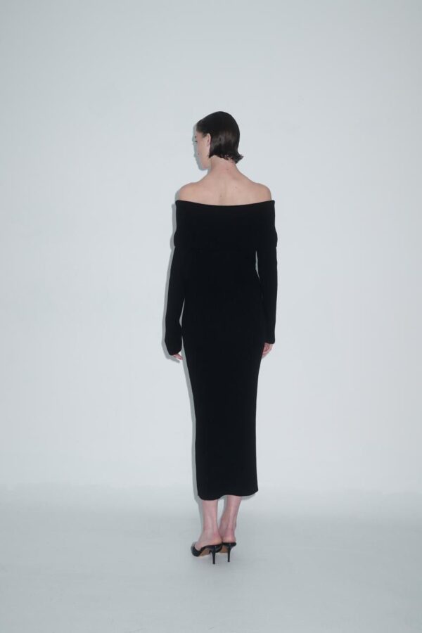 Dress Maxi Ribbed Off Shoulder - Image 4