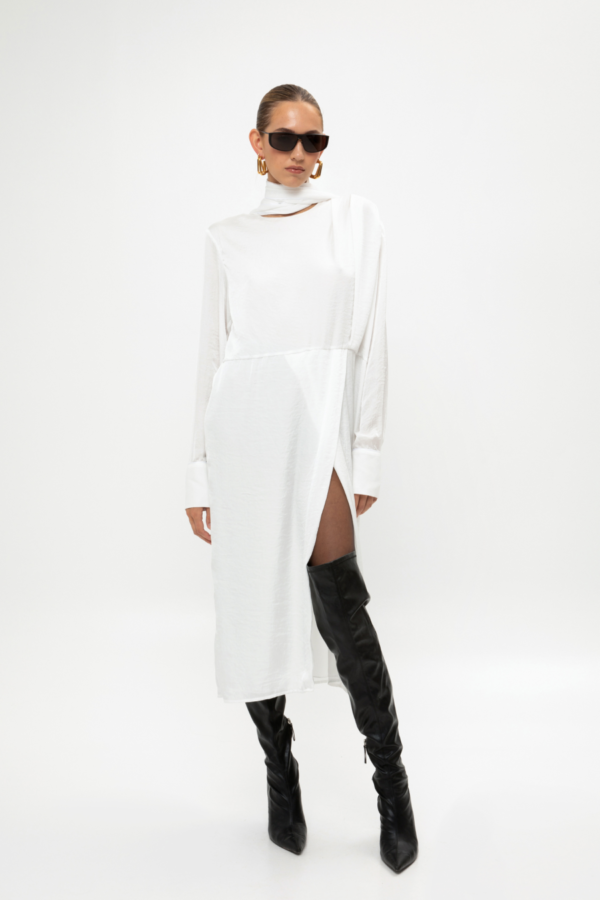 WHITE MIDI DRESS