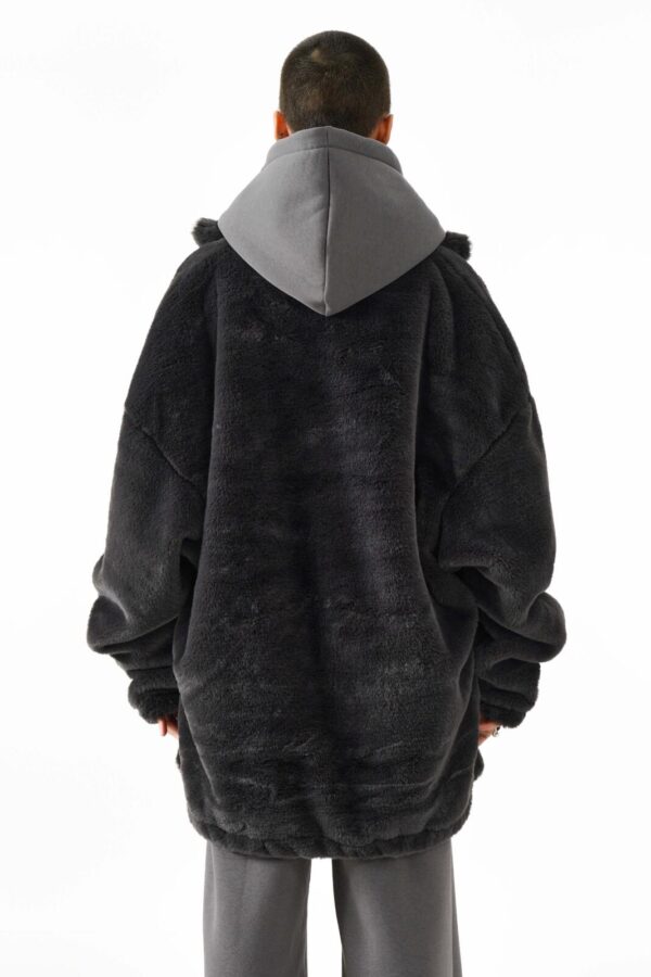 Unisex oversized eco fur jacket (stone) - Image 4