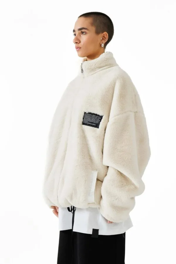 Unisex oversized eco fur jacket (off white) - Image 3