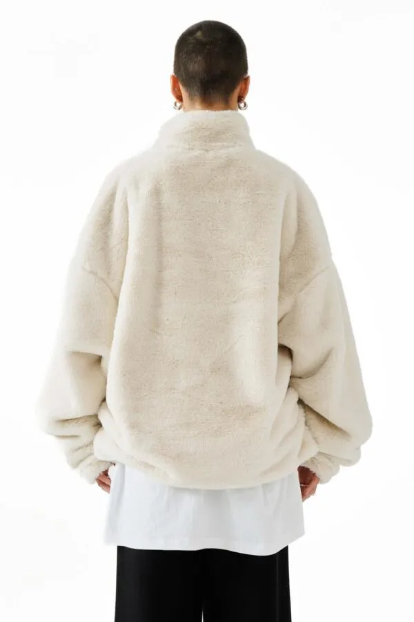 Unisex oversized eco fur jacket (off white) - Image 2