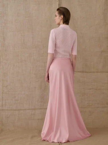 DIRTY PINK SATIN MERMAID SKIRT - Image 2