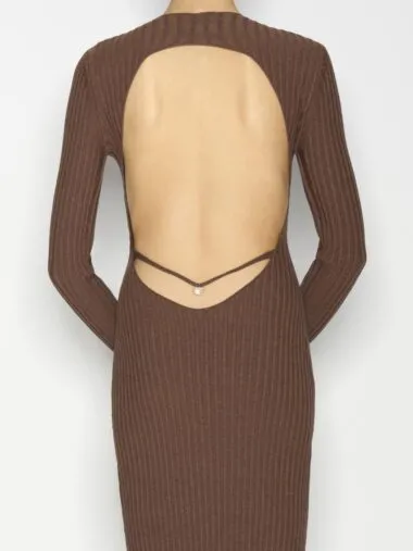 Hidden Gem Knitted Dress Brown - Image 4