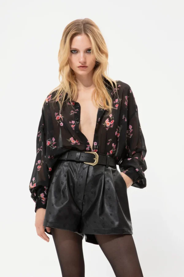VK BLACK FAUX LEATHER SHORTS