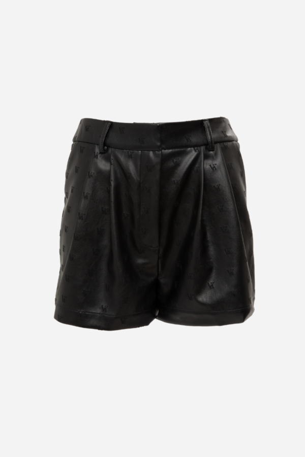 VK BLACK FAUX LEATHER SHORTS - Image 2
