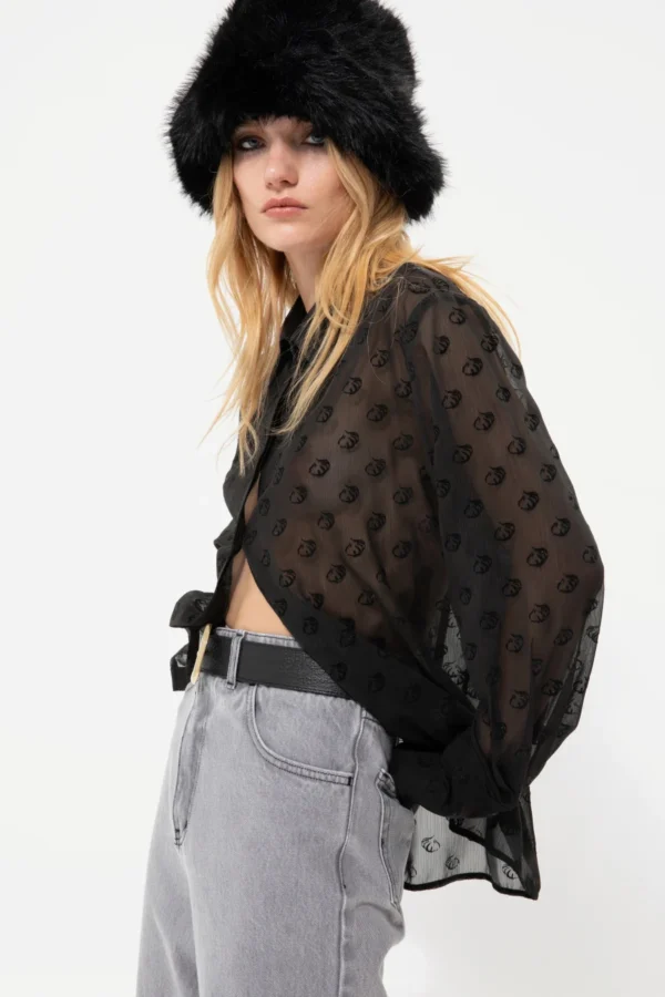 BLACK SHIRT W/ CHARM GARLIC PRINT - Image 2
