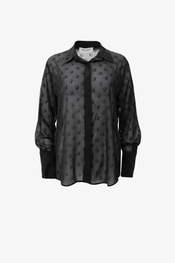 BLACK SHIRT W/ CHARM GARLIC PRINT - Image 5