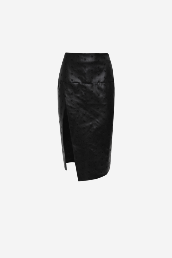 BLACK FAUX LEATHER SKIRT W/ VK LOGO - Image 2