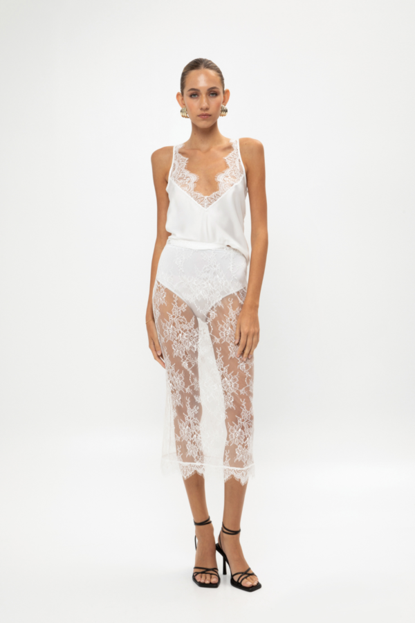WHITE LACE-TRIMMED TANK TOP - Image 2